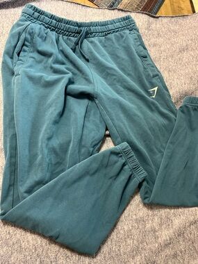 Gymshark Men's Jogger Sweatpants Sea Blue With Shark Logo Size Large